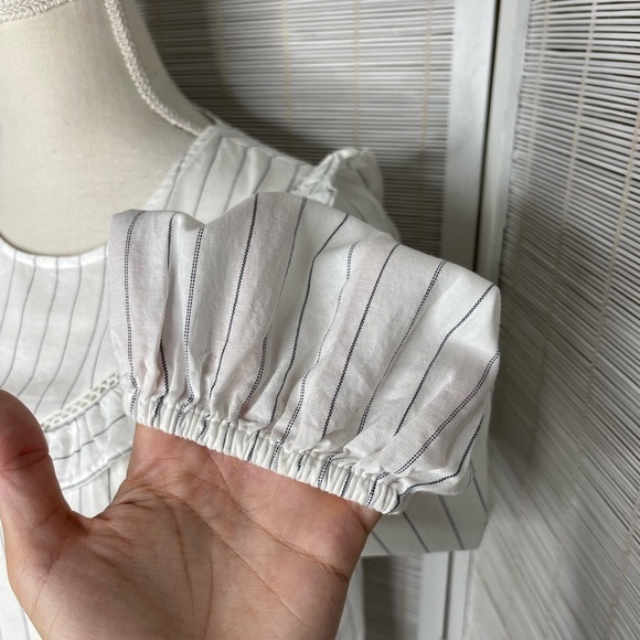 Madewell Ruffle Yoke Prairie Top Pinstripe Size S New with Tags - Picture 3 of 9